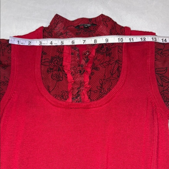 George Blouse Red and Black Fitted Ruffled Fooler Top with Vest Women’s Sz S - Picture 6 of 9